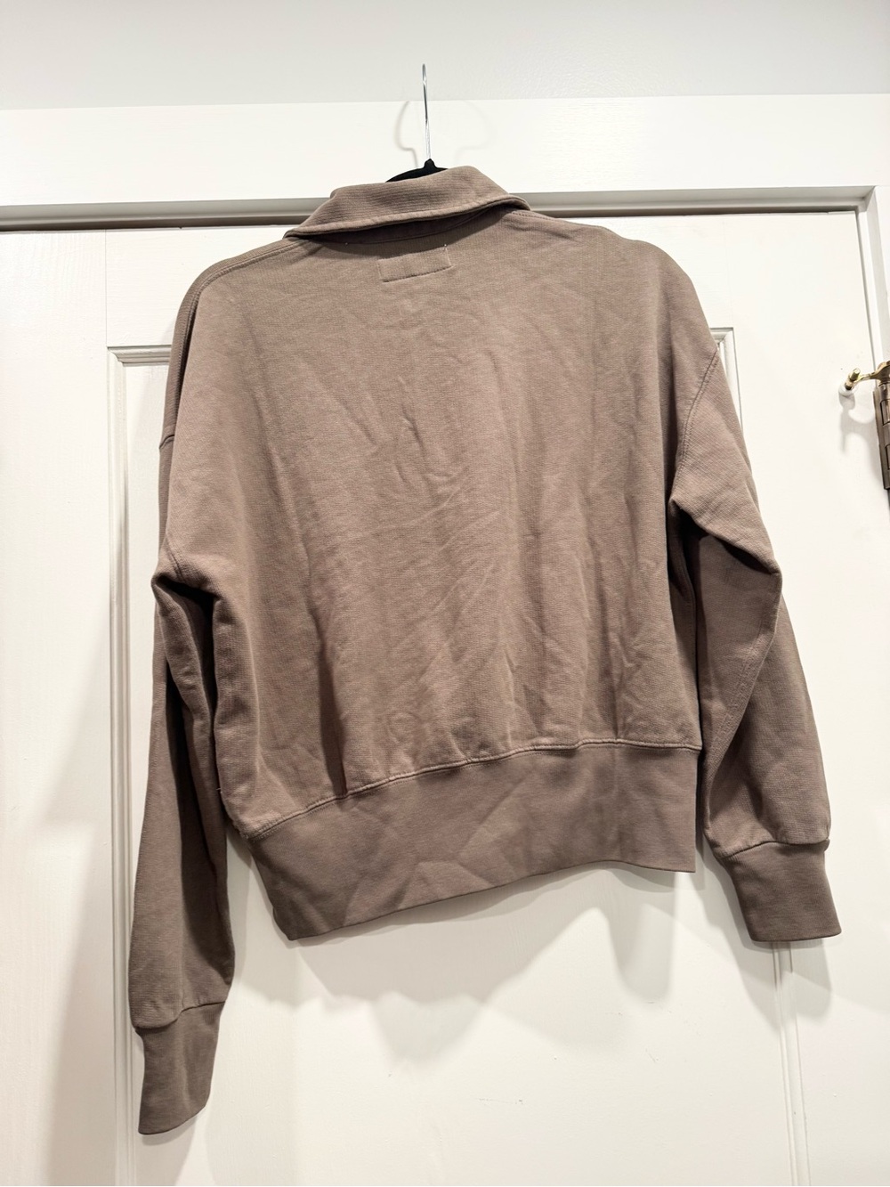Buck Mason Women’s Cropped Quarter Zip Sweatshirt Small Brown Fall Autumn Cozy - Picture 10 of 10